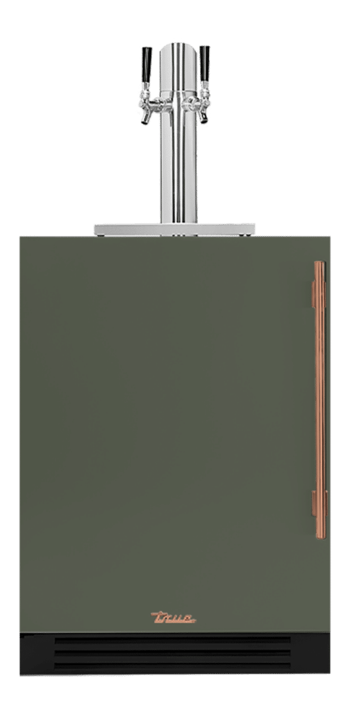 Undercounter Beverage Dispenser, Left Hinged, Olive, Copper Hardware TUR24DDLOPCDSK238H03