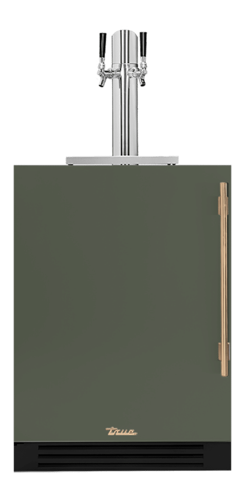 Undercounter Beverage Dispenser, Left Hinged, Olive, Gold Hardware TUR24DDLOPCDSK238H08