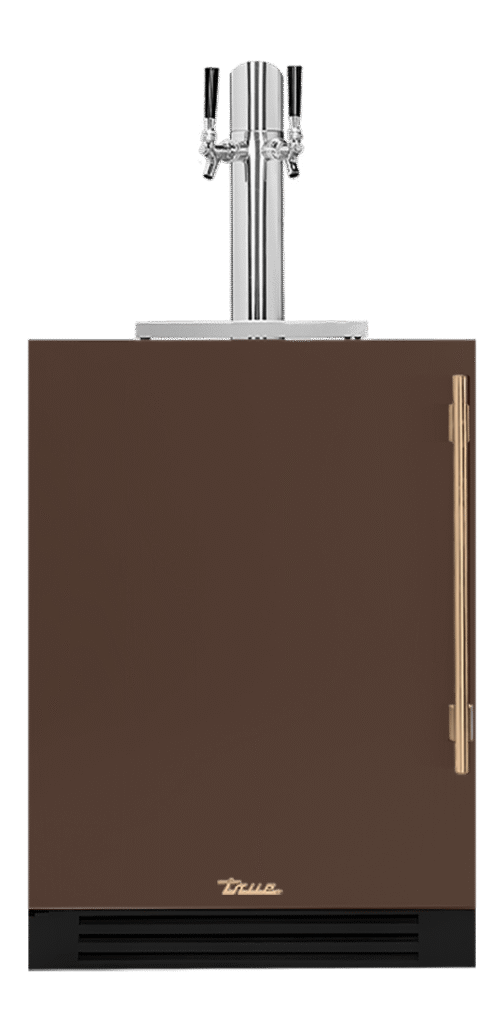 Undercounter Beverage Dispenser, Left Hinged, Espresso, Gold Hardware TUR24DDLOPCDSK305H08