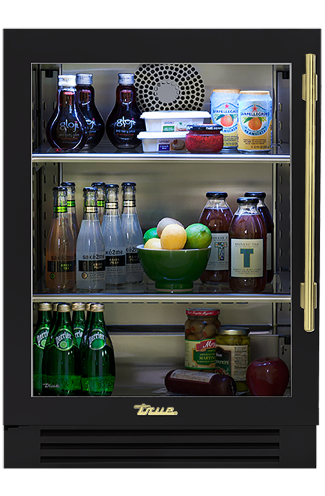 Undercounter Refrigerator, Left Hinged, Matte Black, Brass Hardware TUR24LOGCDSK027H01