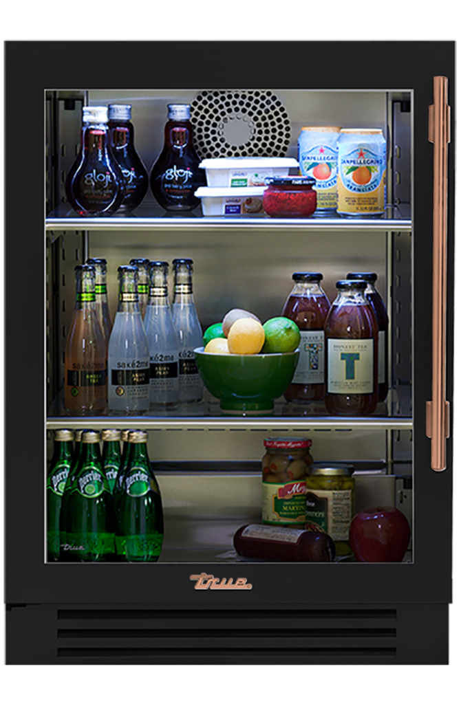Undercounter Refrigerator, Left Hinged, Matte Black, Copper Hardware TUR24LOGCDSK027H03