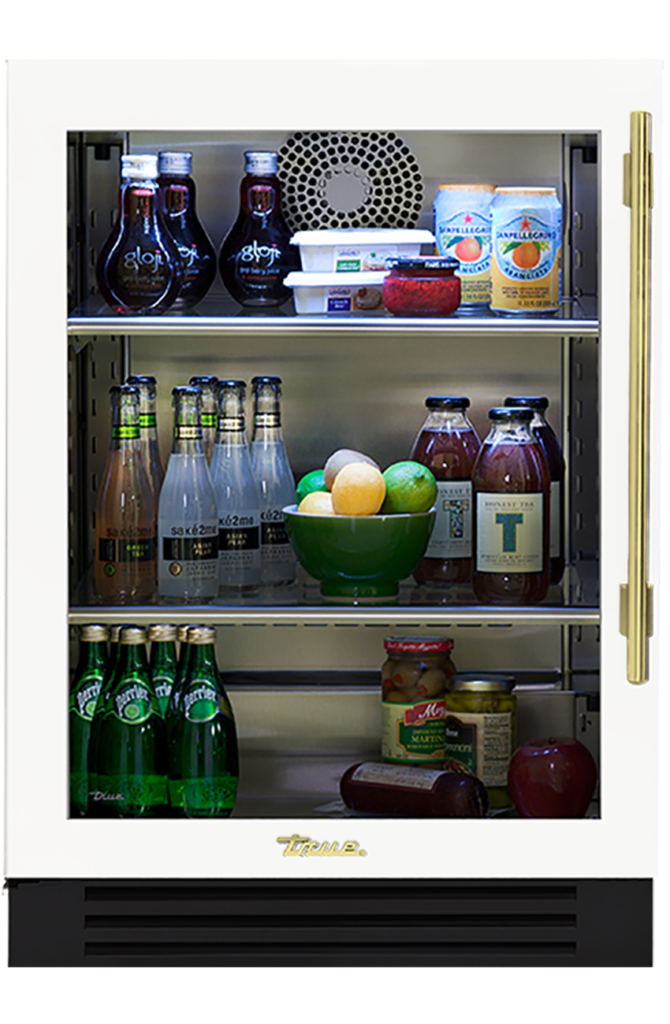 Undercounter Refrigerator, Left Hinged, Matte White, Brass Hardware TUR24LOGCDSK030H01