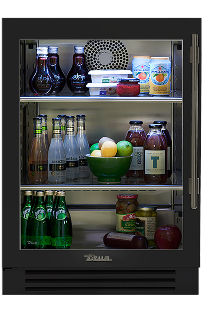 Undercounter Refrigerator, Left Hinged, Gloss Black, Pewter Hardware TUR24LOGCDSK044H05