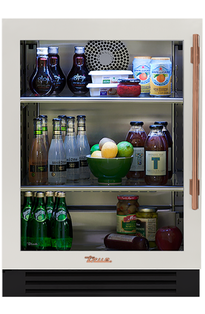 Undercounter Refrigerator, Left Hinged, Antique White, Copper Hardware TUR24LOGCDSK050H03