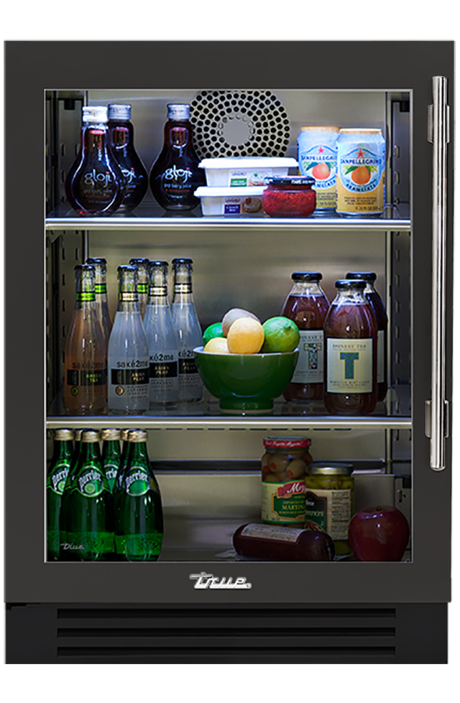 Undercounter Refrigerator, Left Hinged, Ultra Matte Black, Chrome Hardware TUR24LOGCDSK085H02