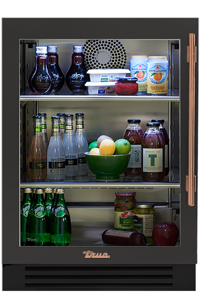 Undercounter Refrigerator, Left Hinged, Ultra Matte Black, Copper Hardware TUR24LOGCDSK085H03