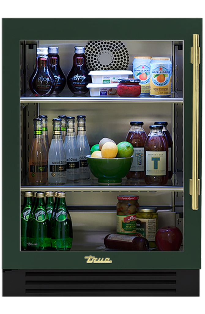 Undercounter Refrigerator, Left Hinged, Emerald, Brass Hardware TUR24LOGCDSK086H01
