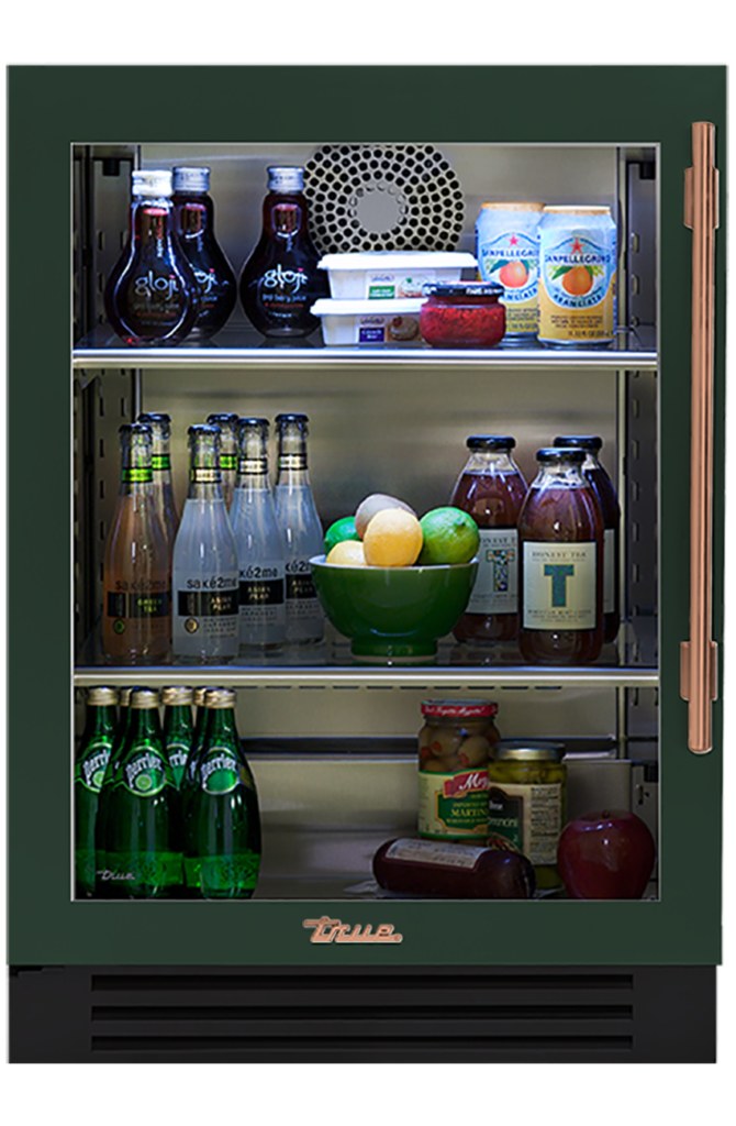 Undercounter Refrigerator, Left Hinged, Emerald, Copper Hardware TUR24LOGCDSK086H03