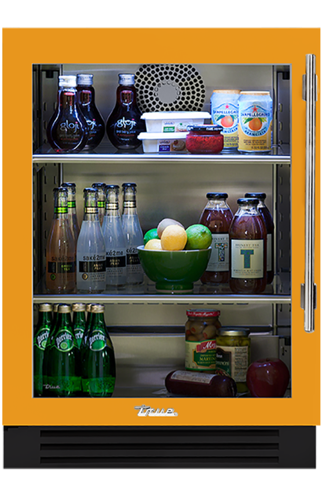 Undercounter Refrigerator, Left Hinged, Saffron, Chrome Hardware TUR24LOGCDSK103H02