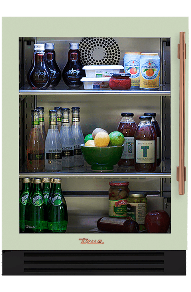 Undercounter Refrigerator, Left Hinged, Sage, Copper Hardware TUR24LOGCDSK129H03