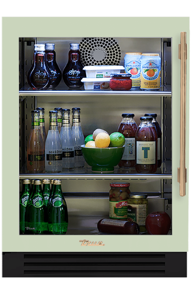 Undercounter Refrigerator, Left Hinged, Sage, Gold Hardware TUR24LOGCDSK129H08