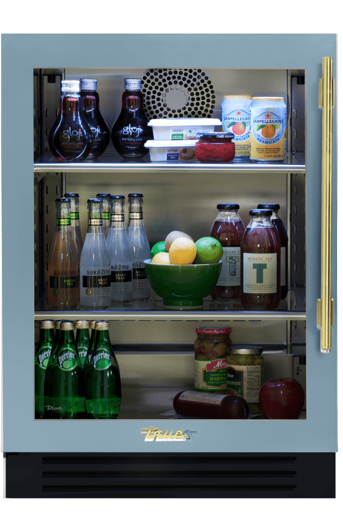 Undercounter Refrigerator, Left Hinged, Bluestone, Brass Hardware TUR24LOGCDSK152H01