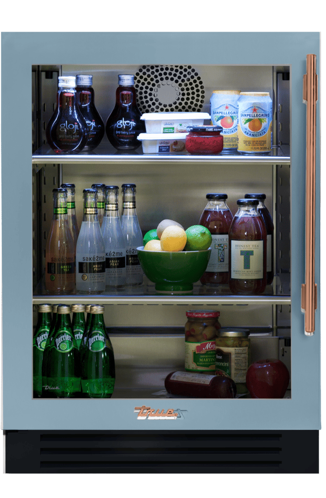 Undercounter Refrigerator, Left Hinged, Bluestone, Copper Hardware TUR24LOGCDSK152H03