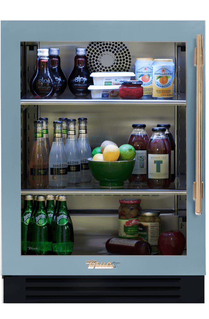 Undercounter Refrigerator, Left Hinged, Bluestone, Gold Hardware TUR24LOGCDSK152H08