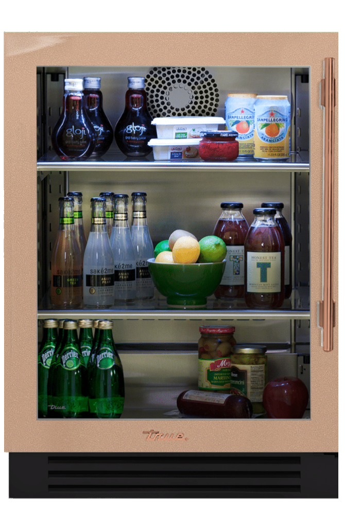 Undercounter Refrigerator, Left Hinged, Champagne, Copper Hardware TUR24LOGCDSK179H03