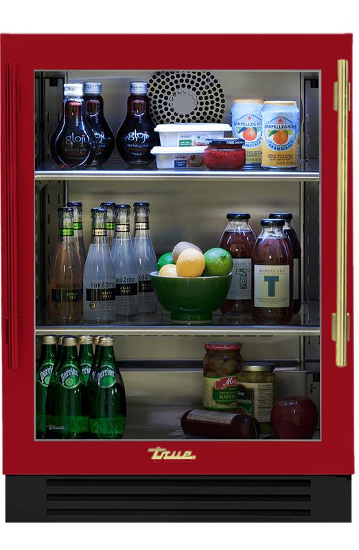 Undercounter Refrigerator, Left Hinged, Crimson, Brass Hardware TUR24LOGCDSK193H01