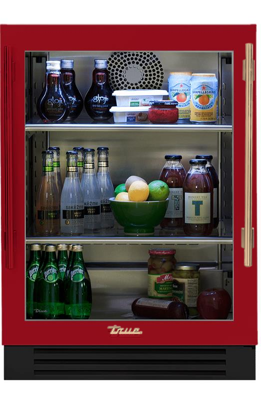 Undercounter Refrigerator, Left Hinged, Crimson, Gold Hardware TUR24LOGCDSK193H08