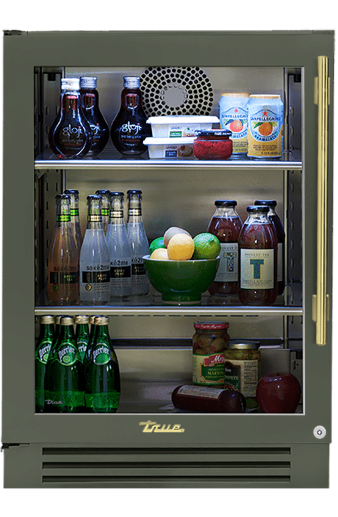 Undercounter Refrigerator, Left Hinged, Olive, Brass Hardware TUR24LOGCDSK238H01
