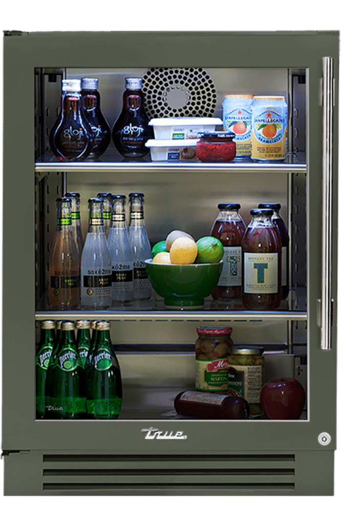 Undercounter Refrigerator, Left Hinged, Olive, Chrome Hardware TUR24LOGCDSK238H02