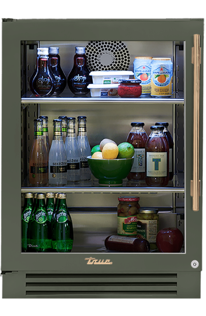 Undercounter Refrigerator, Left Hinged, Olive, Gold Hardware TUR24LOGCDSK238H08