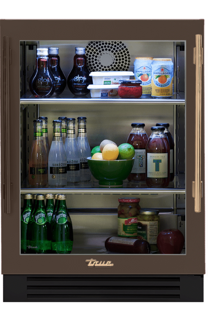 Undercounter Refrigerator, Left Hinged, Espresso, Gold Hardware TUR24LOGCDSK305H08
