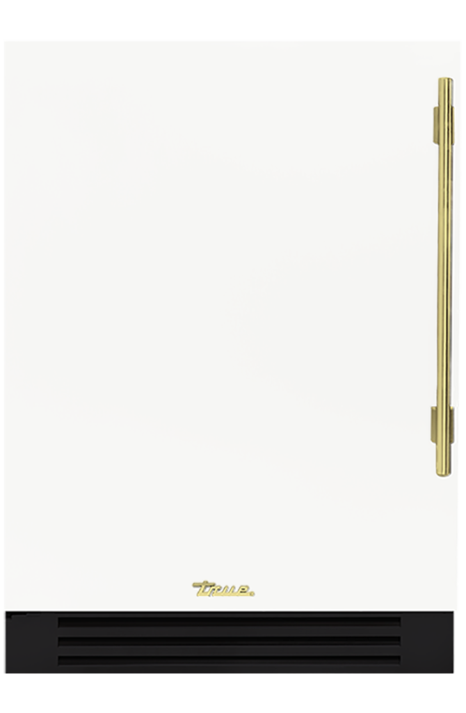 Undercounter Refrigerator, Left Hinged, Matte White, Brass Hardware TUR24LOPCDSK030H01