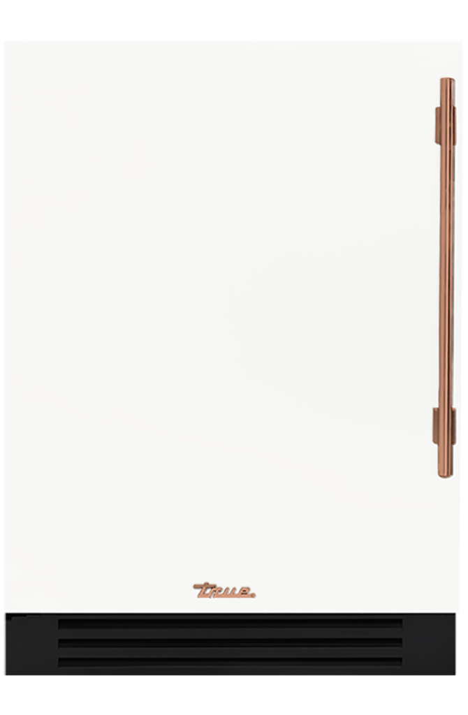 Undercounter Refrigerator, Left Hinged, Matte White, Copper Hardware TUR24LOPCDSK030H03