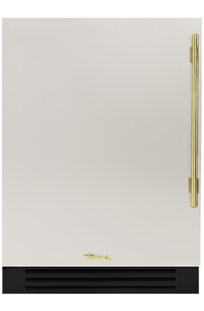 Undercounter Refrigerator, Left Hinged, Antique White, Brass Hardware TUR24LOPCDSK050H01