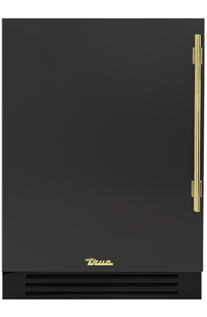 Undercounter Refrigerator, Left Hinged, Ultra Matte Black, Brass Hardware TUR24LOPCDSK085H01