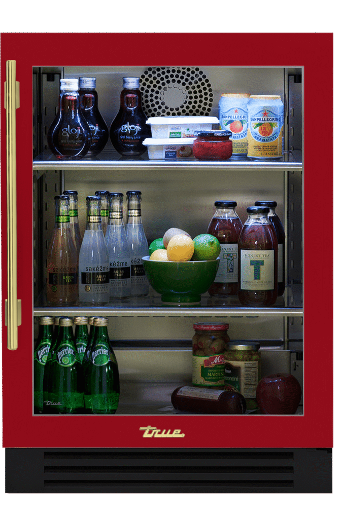 Undercounter Refrigerator, Right Hinged, Crimson, Brass Hardware TUR24ROGCDSK193H01