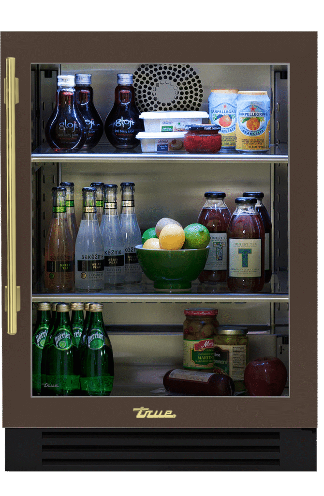 Undercounter Refrigerator, Right Hinged, Espresso, Brass Hardware TUR24ROGCDSK305H01