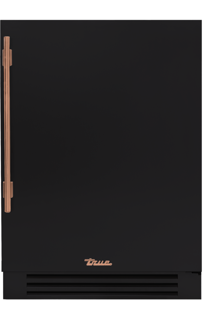 Undercounter Refrigerator, Right Hinged, Matte Black, Copper Hardware TUR24ROPCDSK027H03