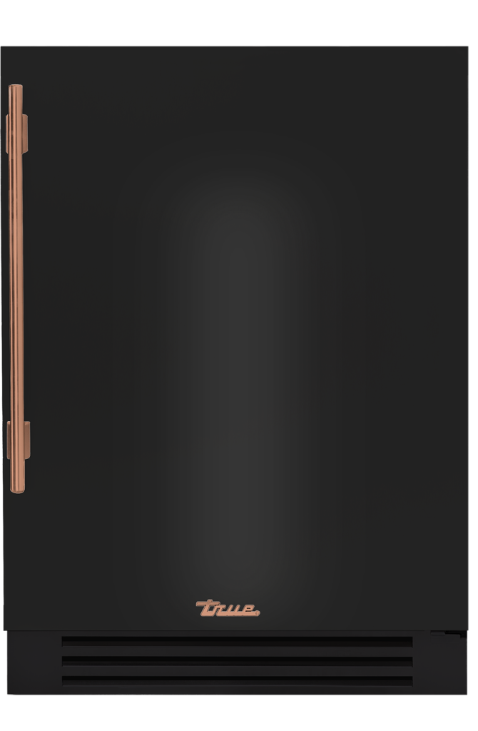 Undercounter Refrigerator, Right Hinged, Gloss Black, Copper Hardware TUR24ROPCDSK044H03