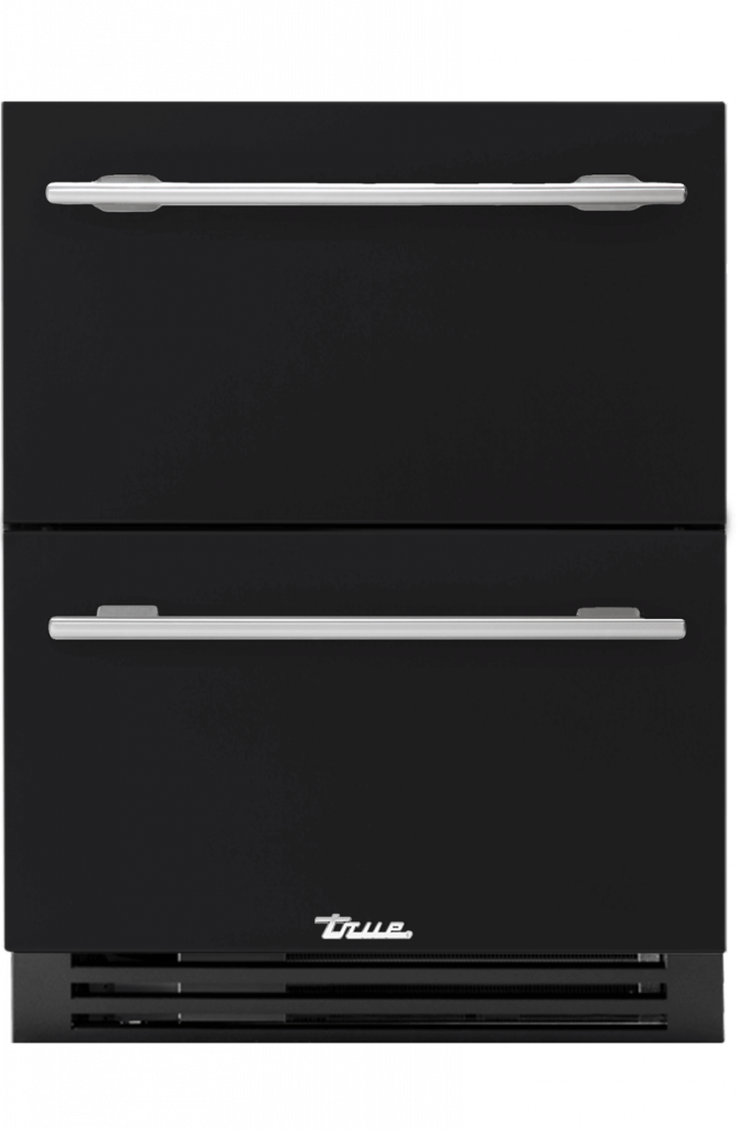 ADA Height Undercounter Refrigerator Drawer, Matte Black, Brass Hardware TURADA24DA027H01