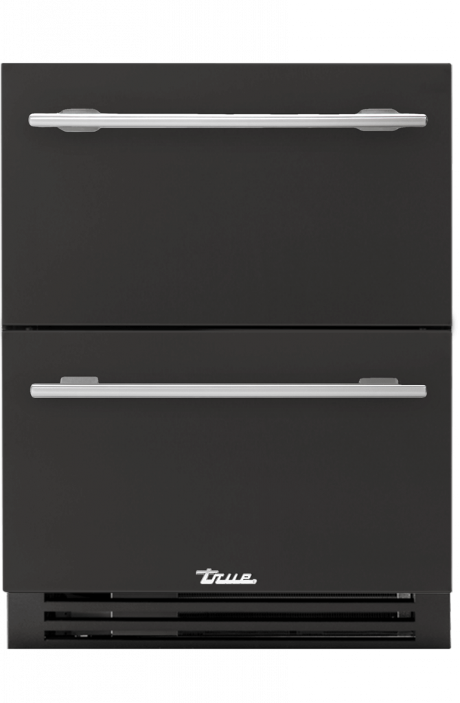 ADA Height Undercounter Refrigerator Drawer, Ultra Matte Black, Chrome Hardware TURADA24DA085H02