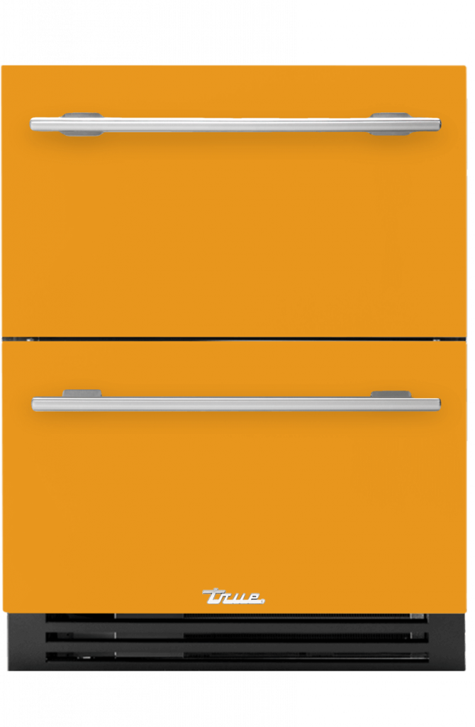 ADA Height Undercounter Refrigerator Drawer, Saffron, Copper Hardware TURADA24DA103H03