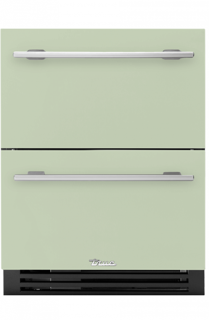 ADA Height Undercounter Refrigerator Drawer, Sage, Gold Hardware TURADA24DA129H08