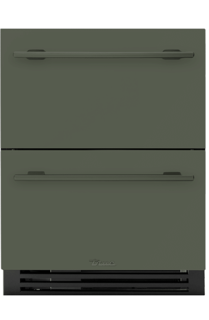 ADA Height Undercounter Refrigerator Drawer, Olive, Gold Hardware TURADA24DA238H08