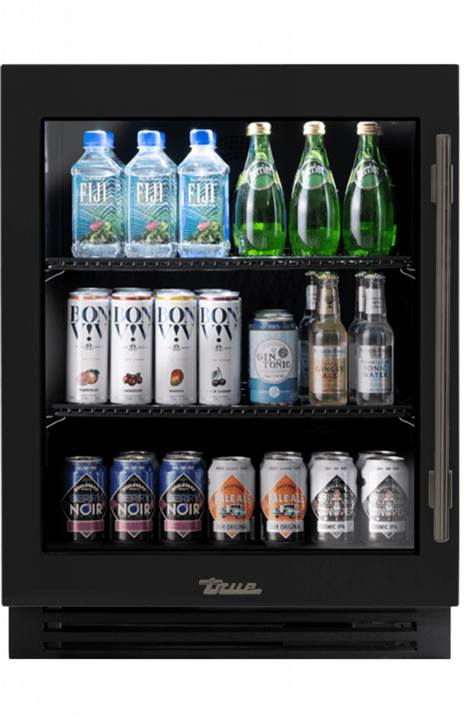 ADA Height Undercounter Refrigerator, Left Hinged, Matte Black, Pewter Hardware TURADA24LGA027H05