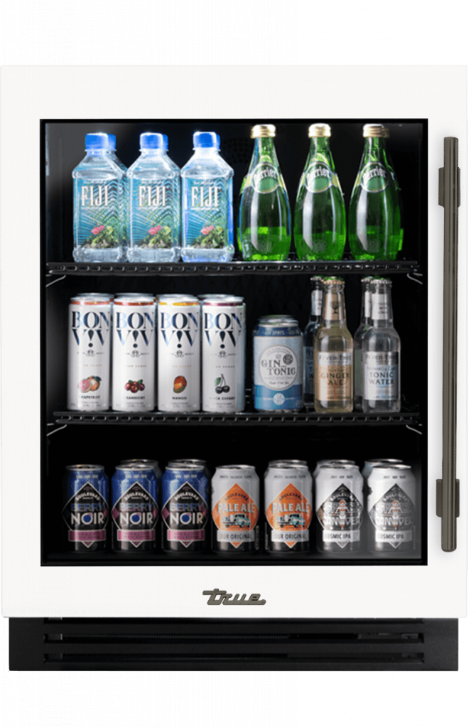ADA Height Undercounter Refrigerator, Left Hinged, Matte White, Pewter Hardware TURADA24LGA030H05