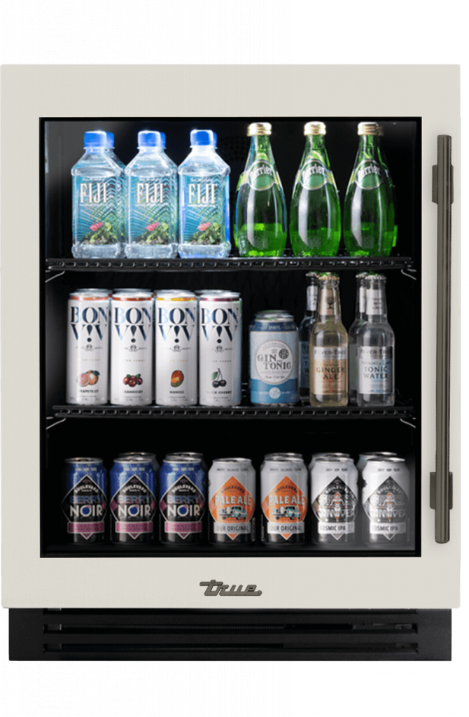 ADA Height Undercounter Refrigerator, Left Hinged, Antique White, Pewter Hardware TURADA24LGA050H05
