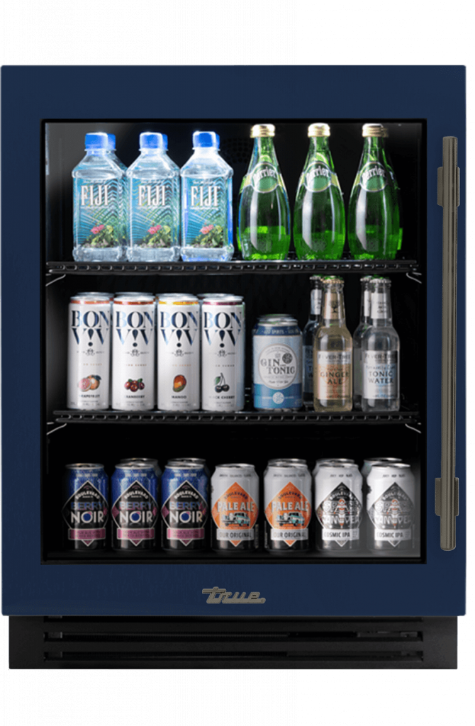ADA Height Undercounter Refrigerator, Left Hinged, Cobalt, Pewter Hardware TURADA24LGA078H05