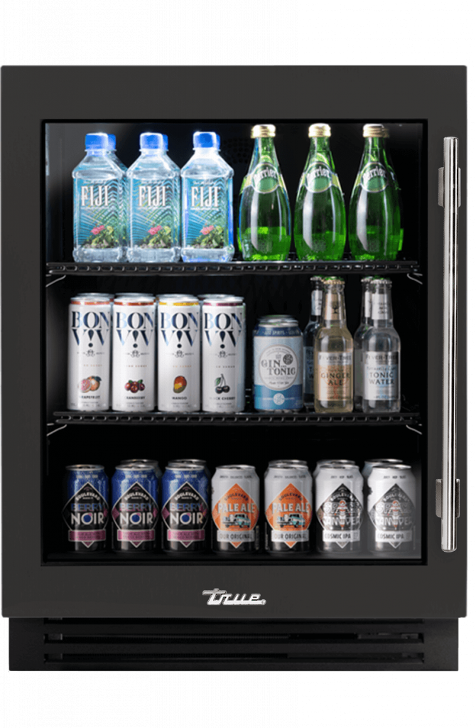 ADA Height Undercounter Refrigerator, Left Hinged, Ultra Matte Black, Chrome Hardware TURADA24LGA085H02