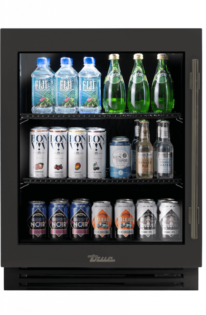 ADA Height Undercounter Refrigerator, Left Hinged, Ultra Matte Black, Pewter Hardware TURADA24LGA085H05