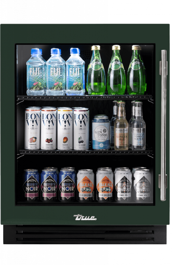 ADA Height Undercounter Refrigerator, Left Hinged, Emerald, Chrome Hardware TURADA24LGA086H02