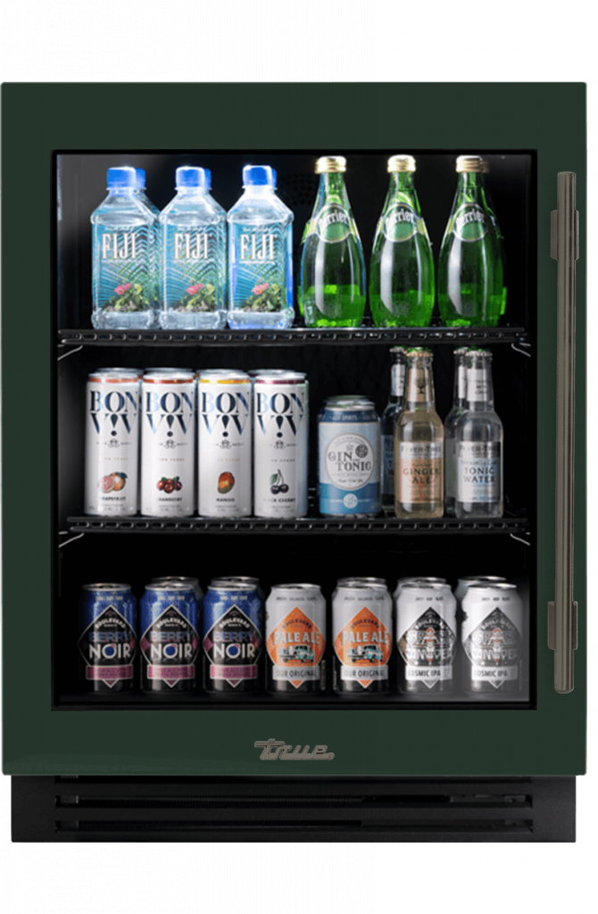 ADA Height Undercounter Refrigerator, Left Hinged, Emerald, Pewter Hardware TURADA24LGA086H05