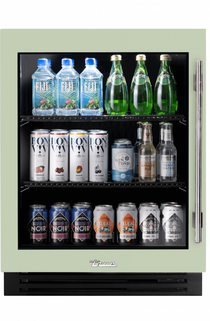 ADA Height Undercounter Refrigerator, Left Hinged, Sage, Chrome Hardware TURADA24LGA129H02
