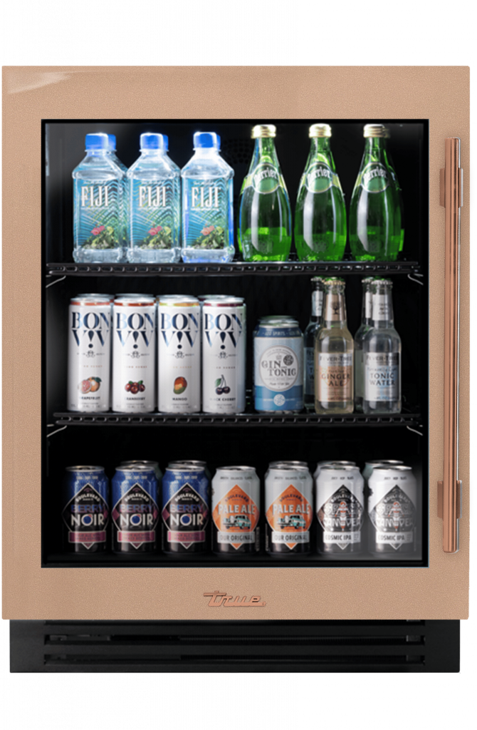ADA Height Undercounter Refrigerator, Left Hinged, Champagne, Copper Hardware TURADA24LGA179H03