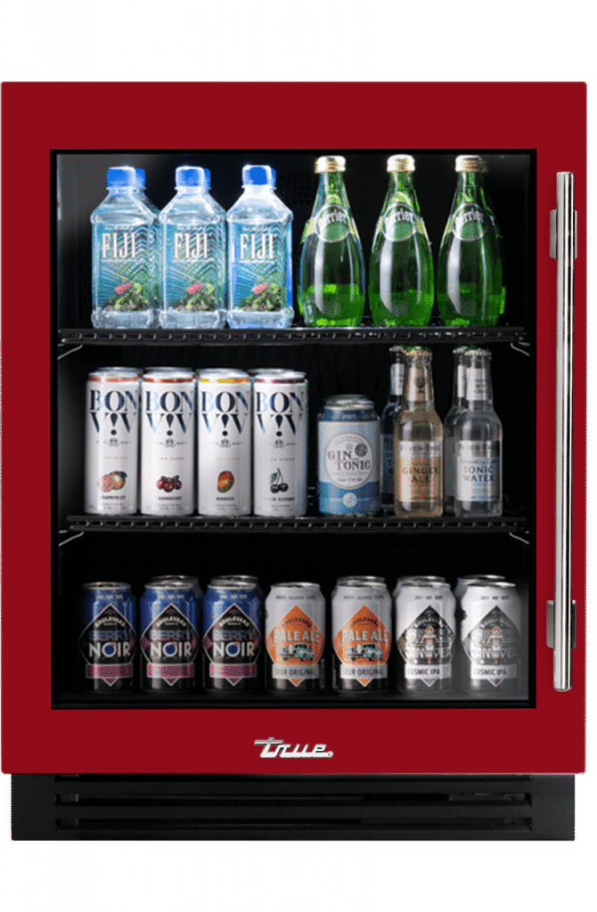 ADA Height Undercounter Refrigerator, Left Hinged, Crimson, Chrome Hardware TURADA24LGA193H02