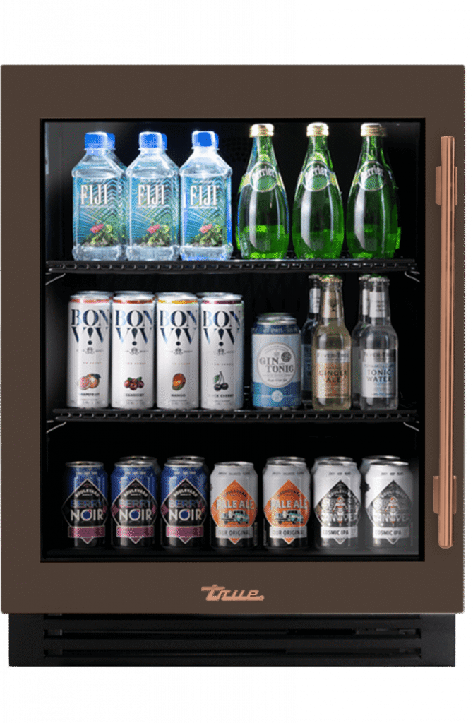 ADA Height Undercounter Refrigerator, Left Hinged, Espresso, Copper Hardware TURADA24LGA305H03